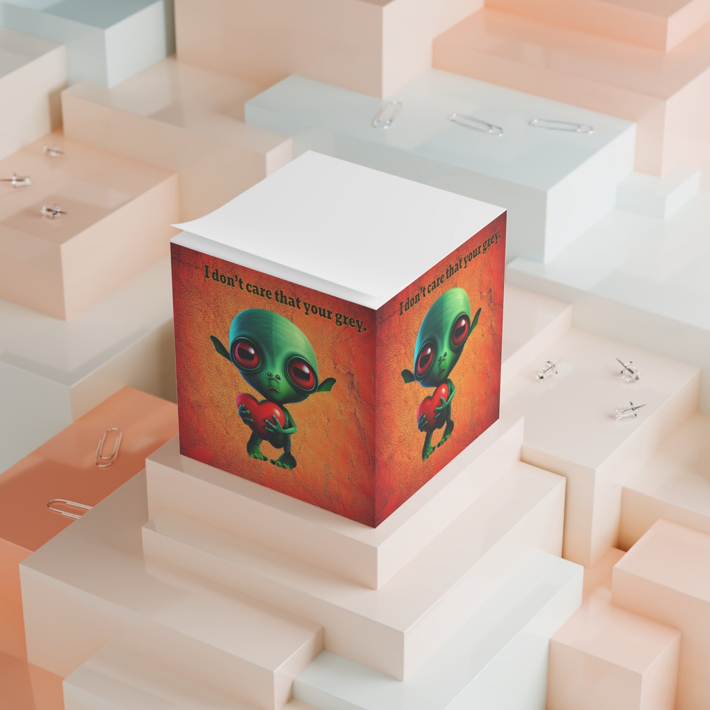 I don't care that your grey - note cube (burnt orange)