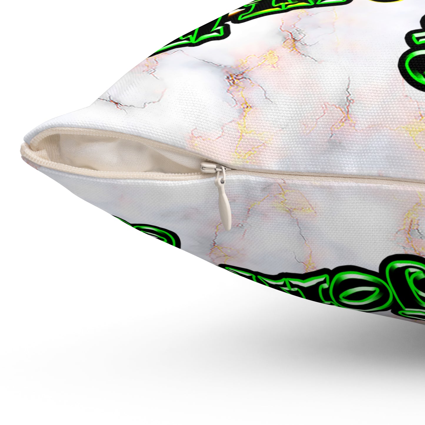 og - Spun Polyester Square Pillow - (white marble)