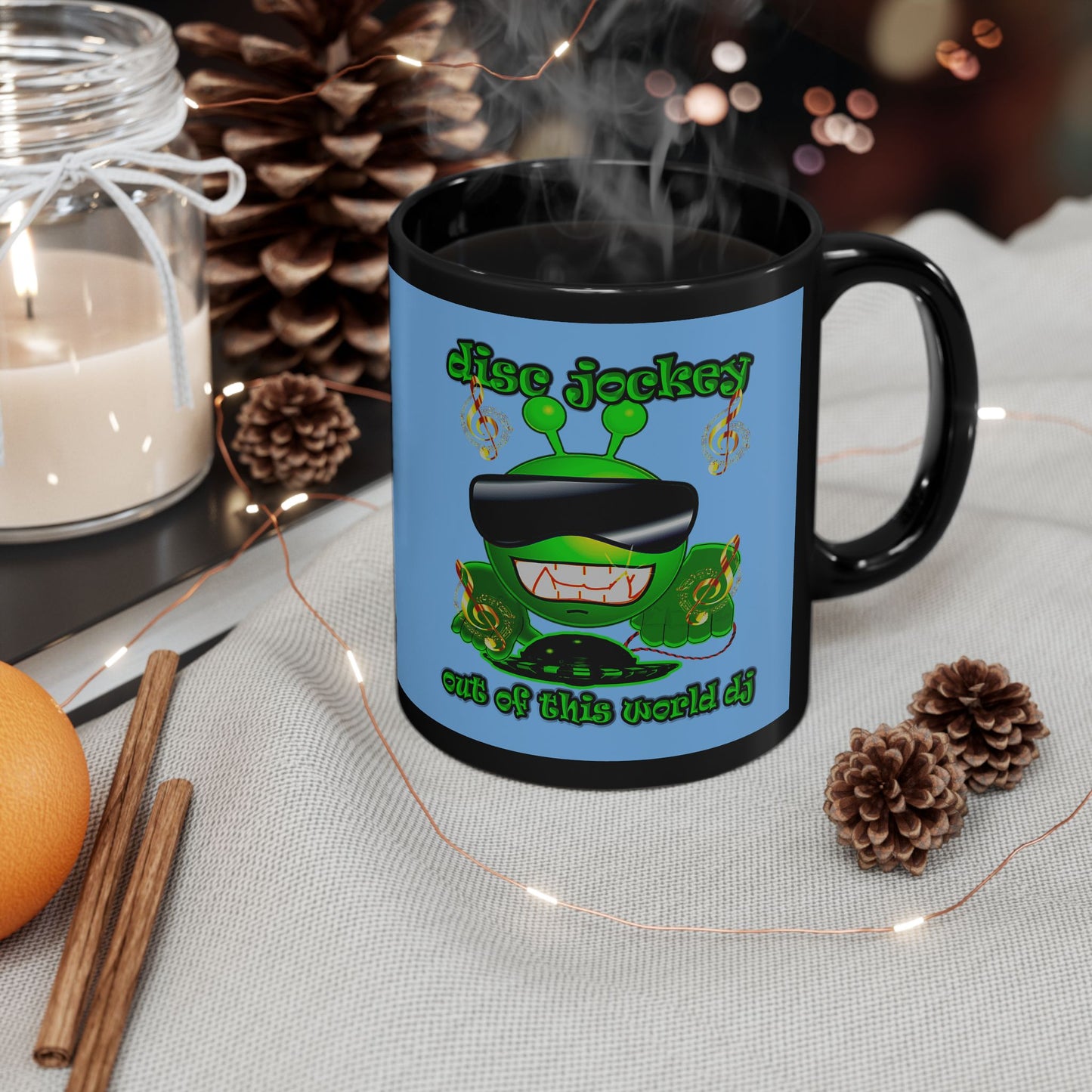 disc jockey - Black Mug (light blue)