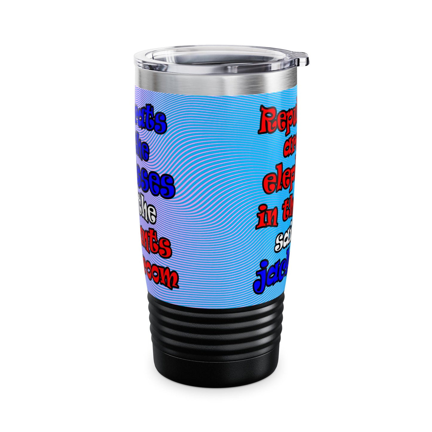 donkeys and elephants - Ringneck Tumbler, 20oz (light blue-purple wave)