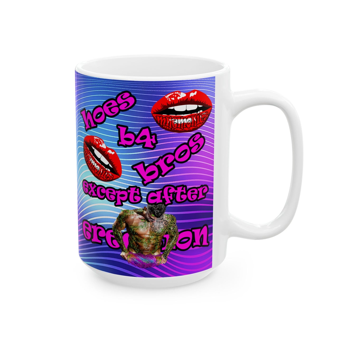hoes b4 bros - White Mug (purple wave)