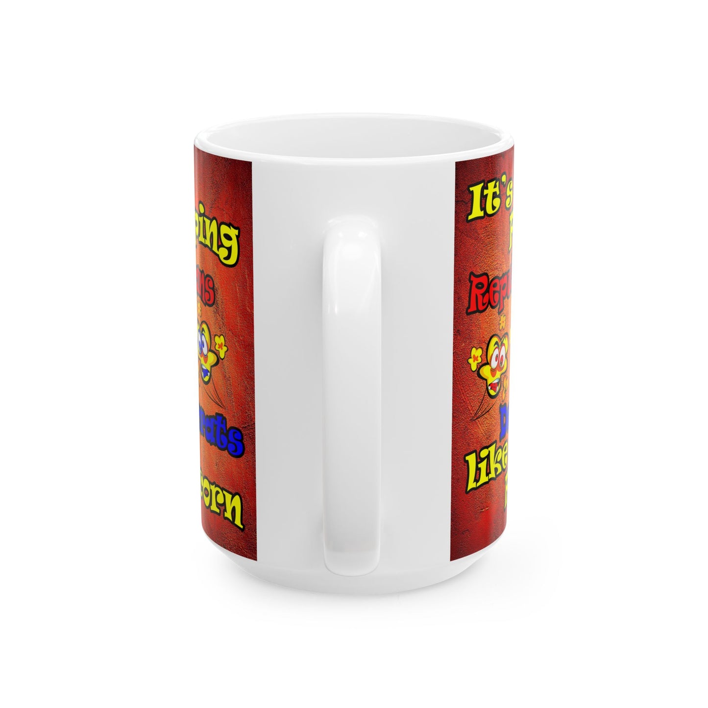 popping like popcorn - White Mug (burnt orange)
