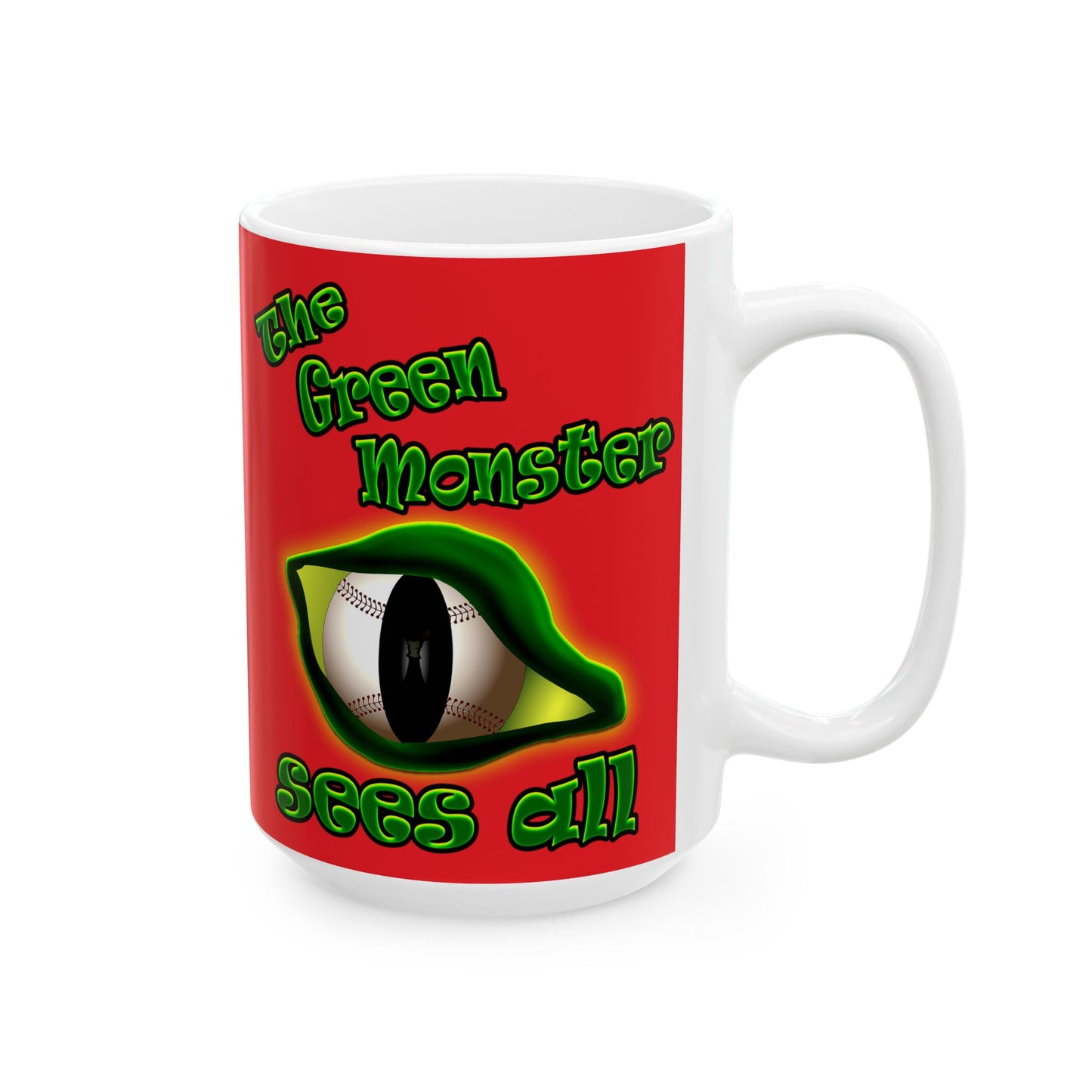 green monster - White Mug (red)