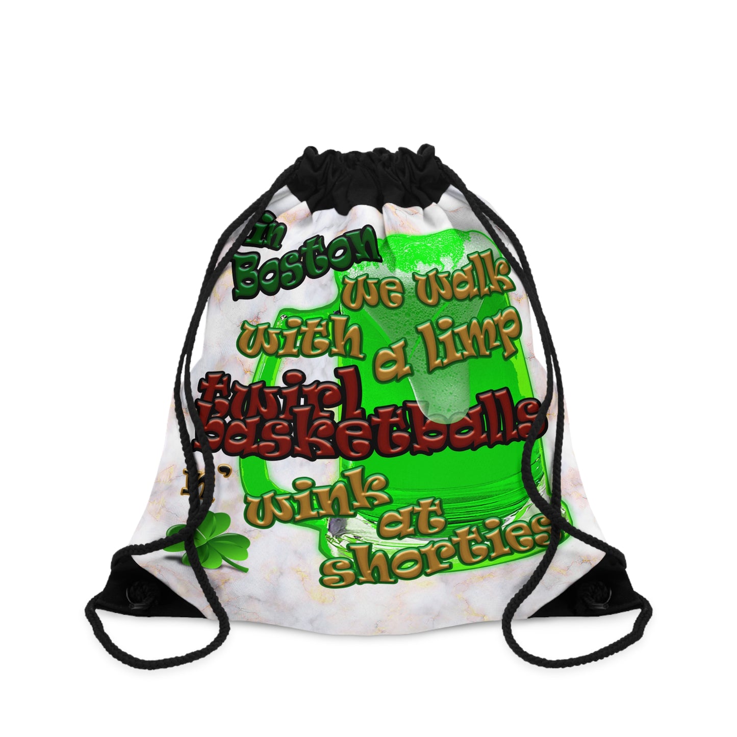 celtics logo - Drawstring Bag (white marble)