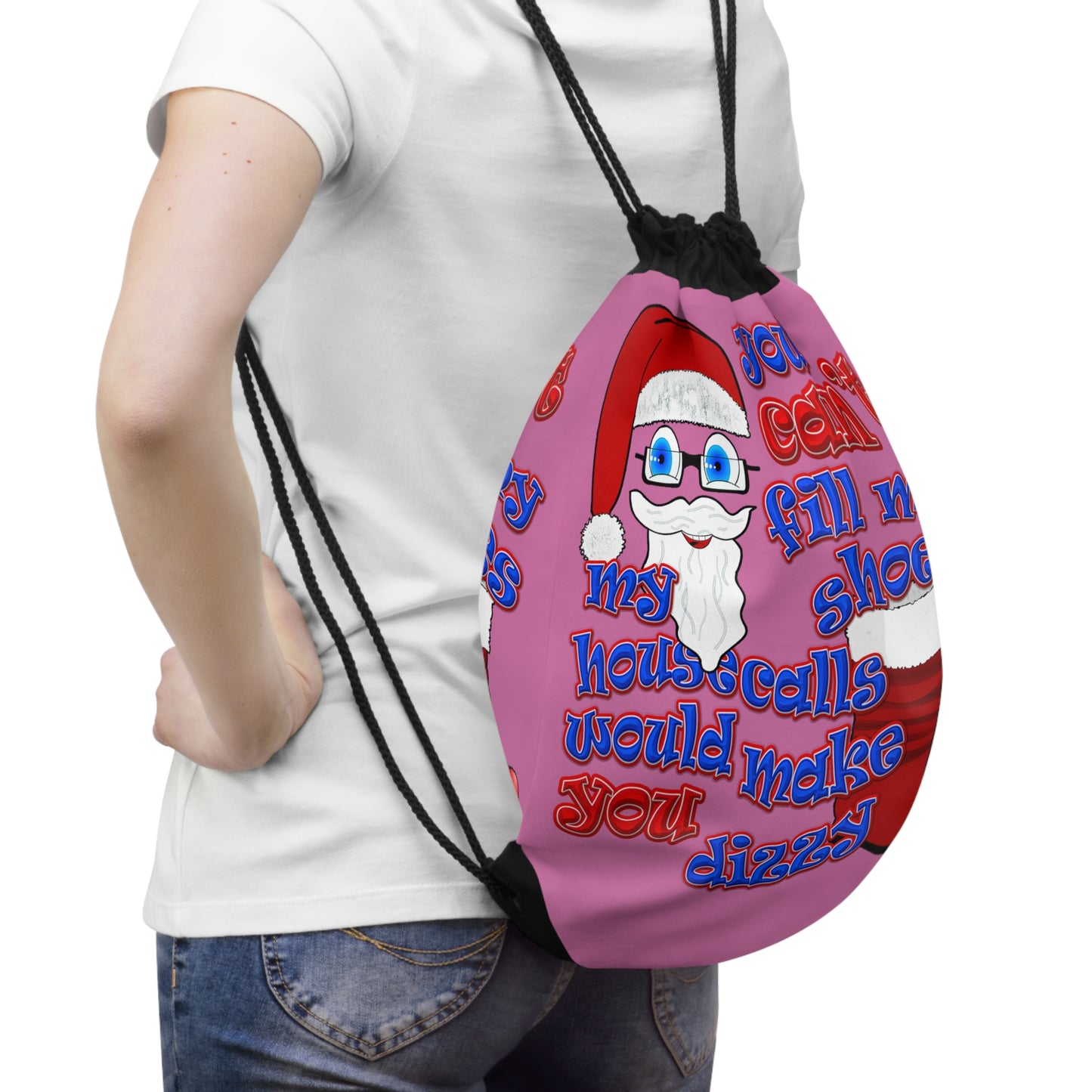 santa's shoes - Drawstring Bag (light pink)
