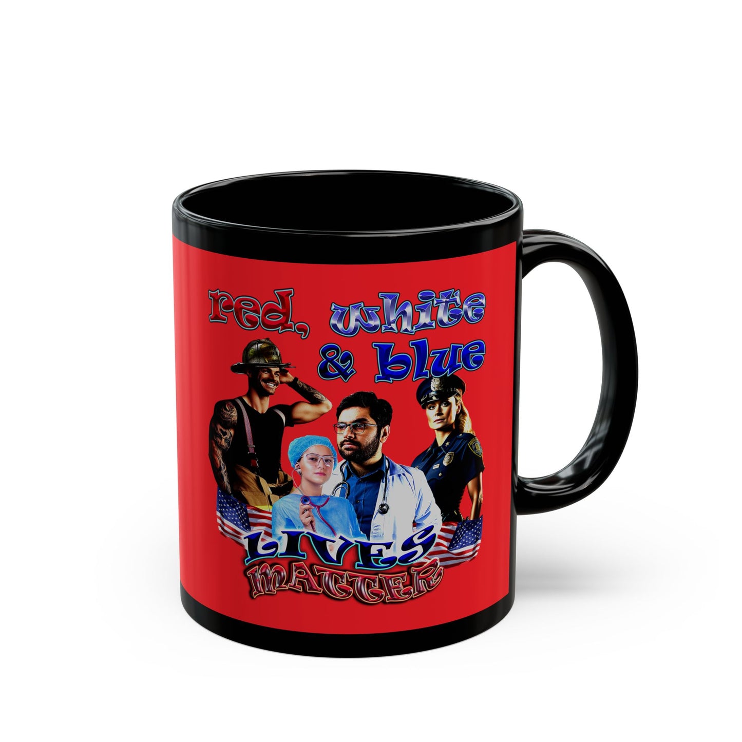 rw&b lives matter - Black Mug (red)