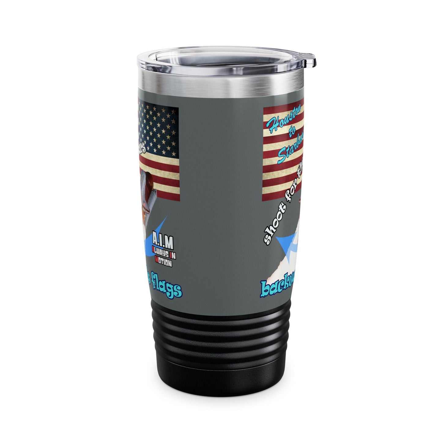 shoot for the stars - Ringneck Tumbler, 20oz (dark grey)