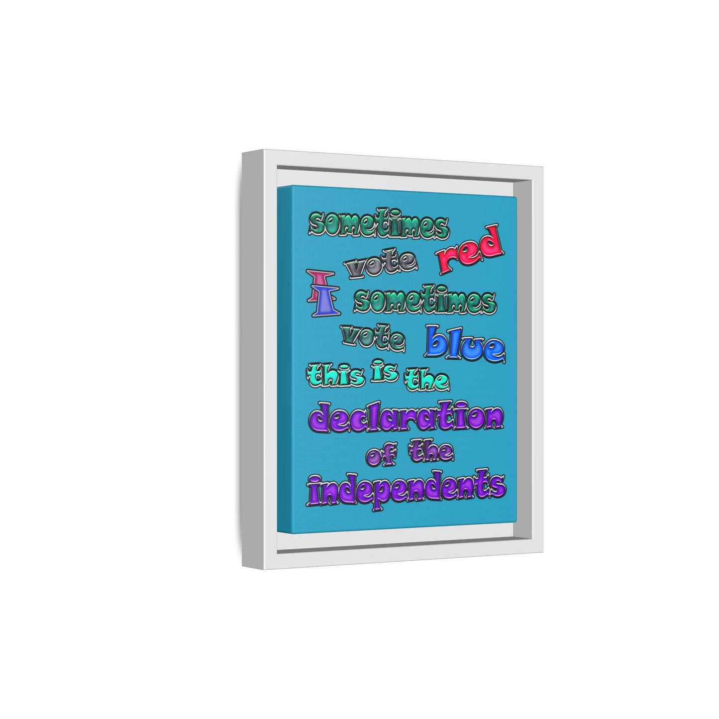 declaration of the independents - framed canvas art (turquoise)