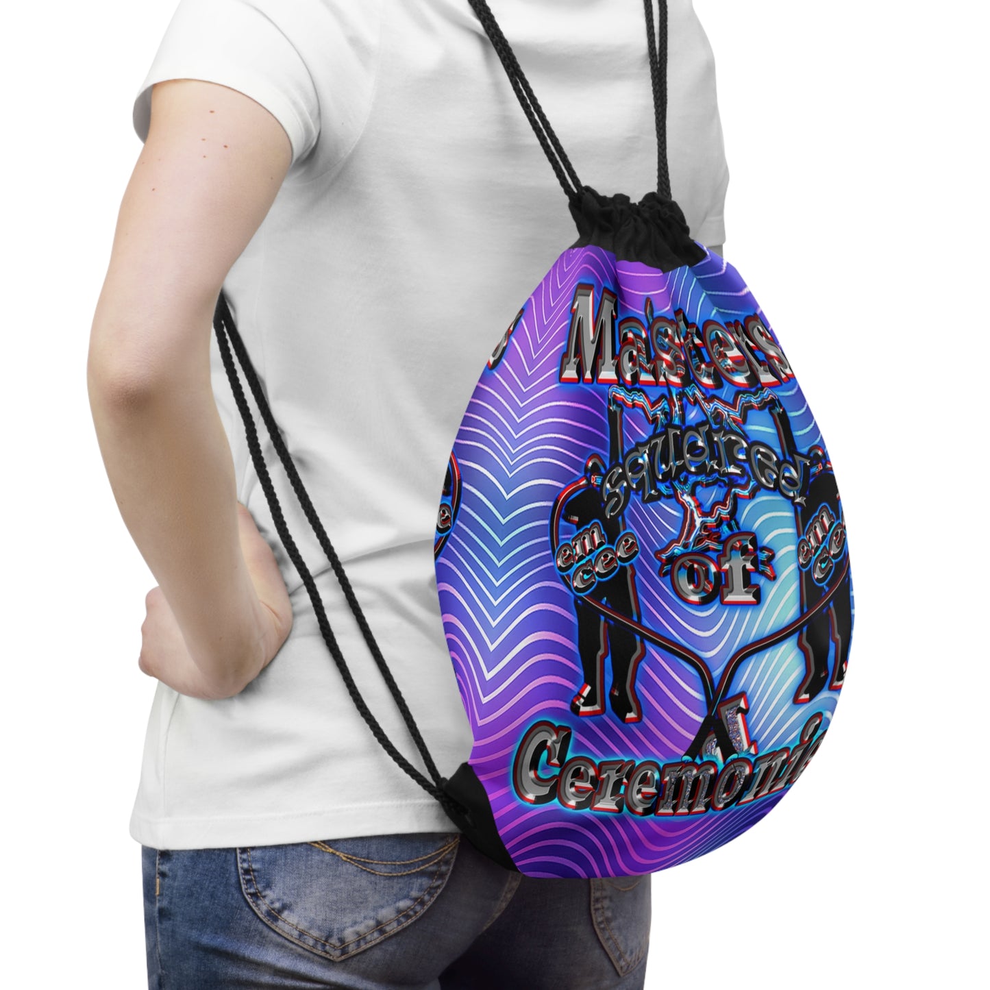 em cee squared - Drawstring Bag (purple wave)