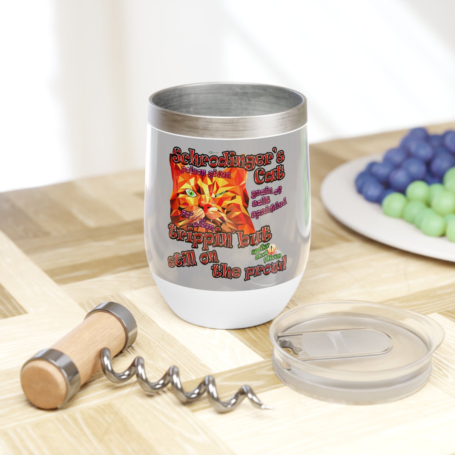 schrodinger's cat - Chill Wine Tumbler (light grey)