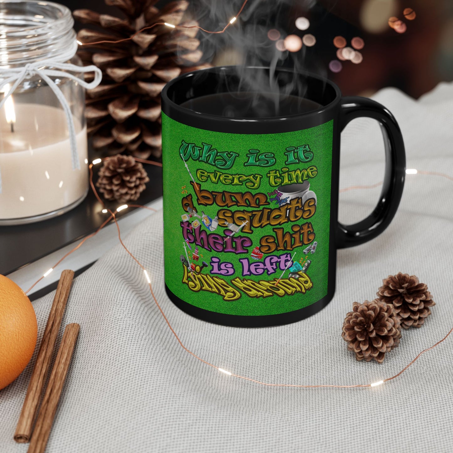 the bum's shit - Black Mug (green turf)
