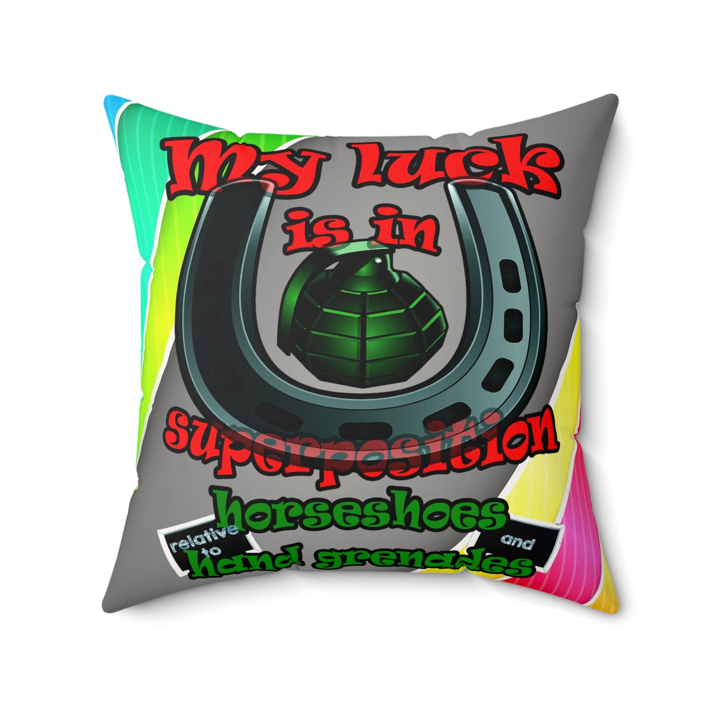 my luck - Faux Suede Square Pillow - (rainbow split)