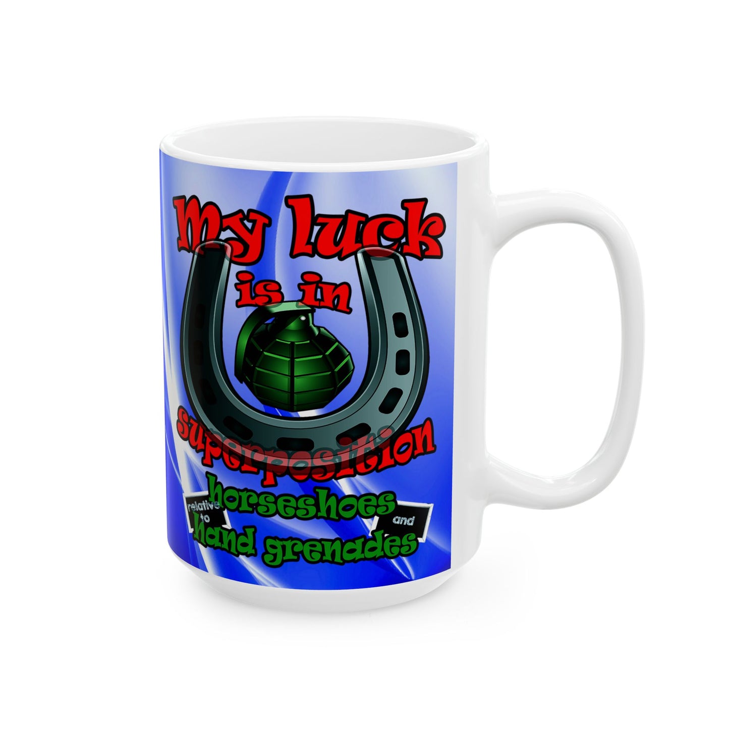my luck - White Mug (blue-white wave)