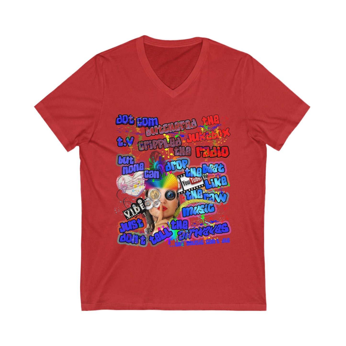 drop the beat - Unisex Jersey Short Sleeve V-Neck Tee