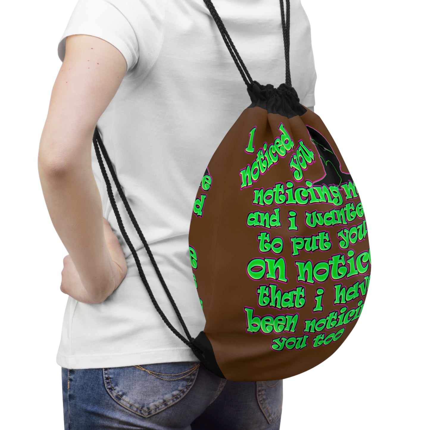 noticed you noticing - Drawstring Bag (brown)