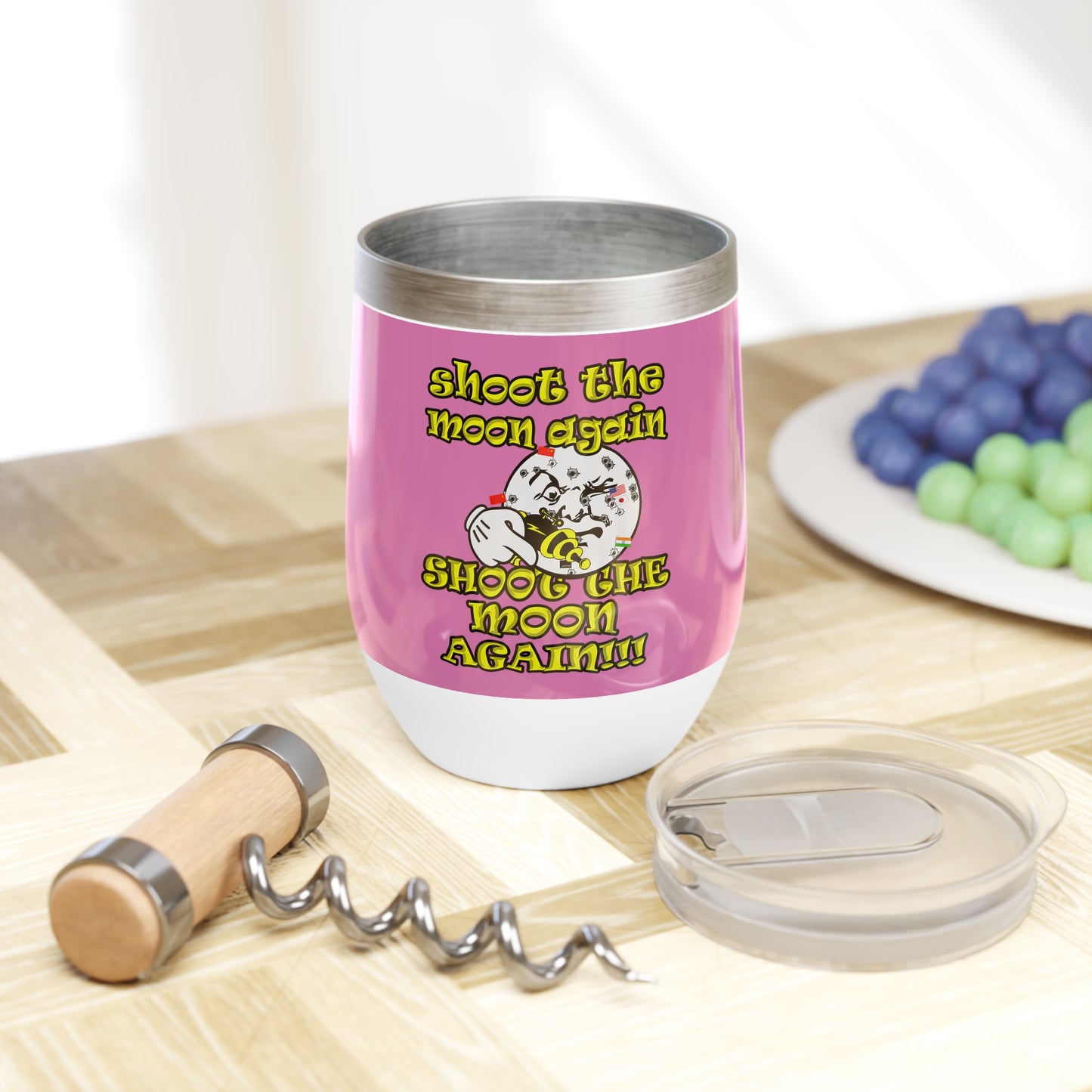 shoot the moon again - Chill Wine Tumbler (light pink)