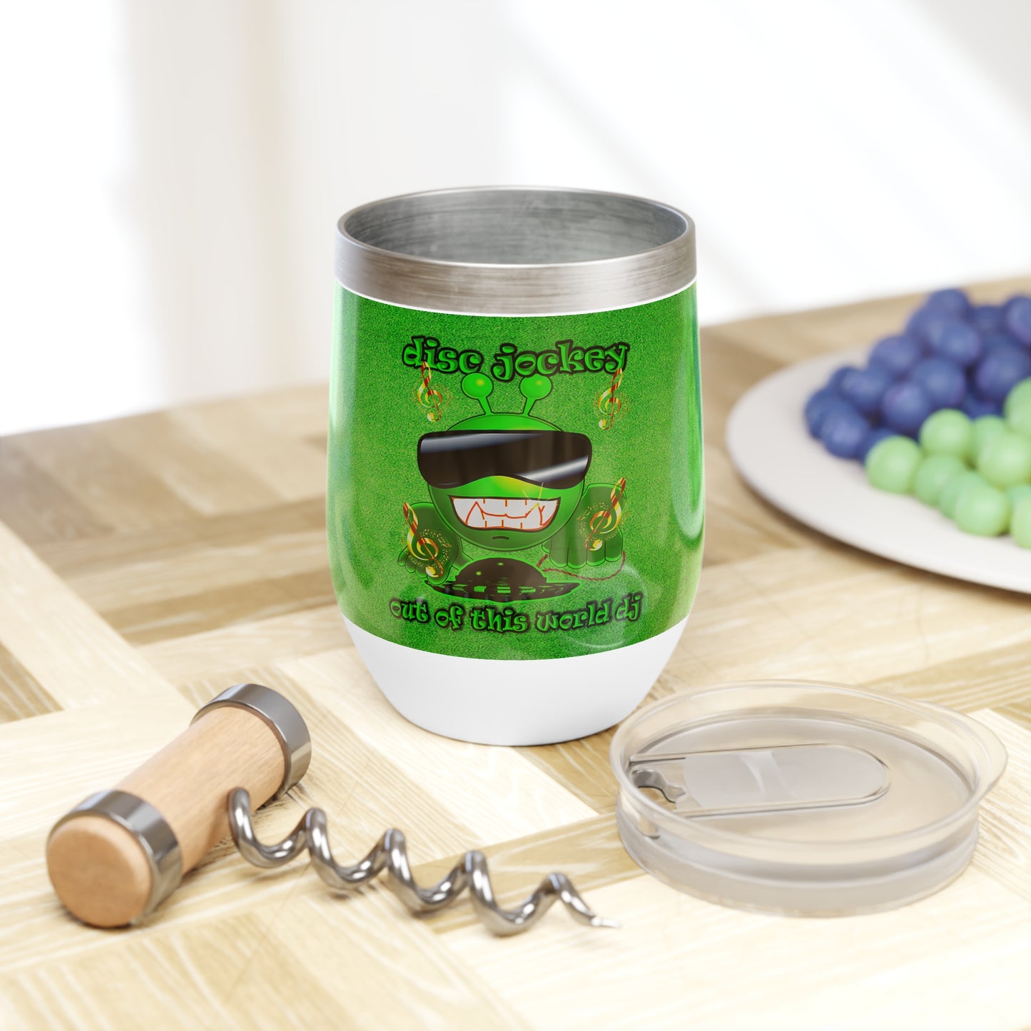 disc jockey - Chill Wine Tumbler (green turf)