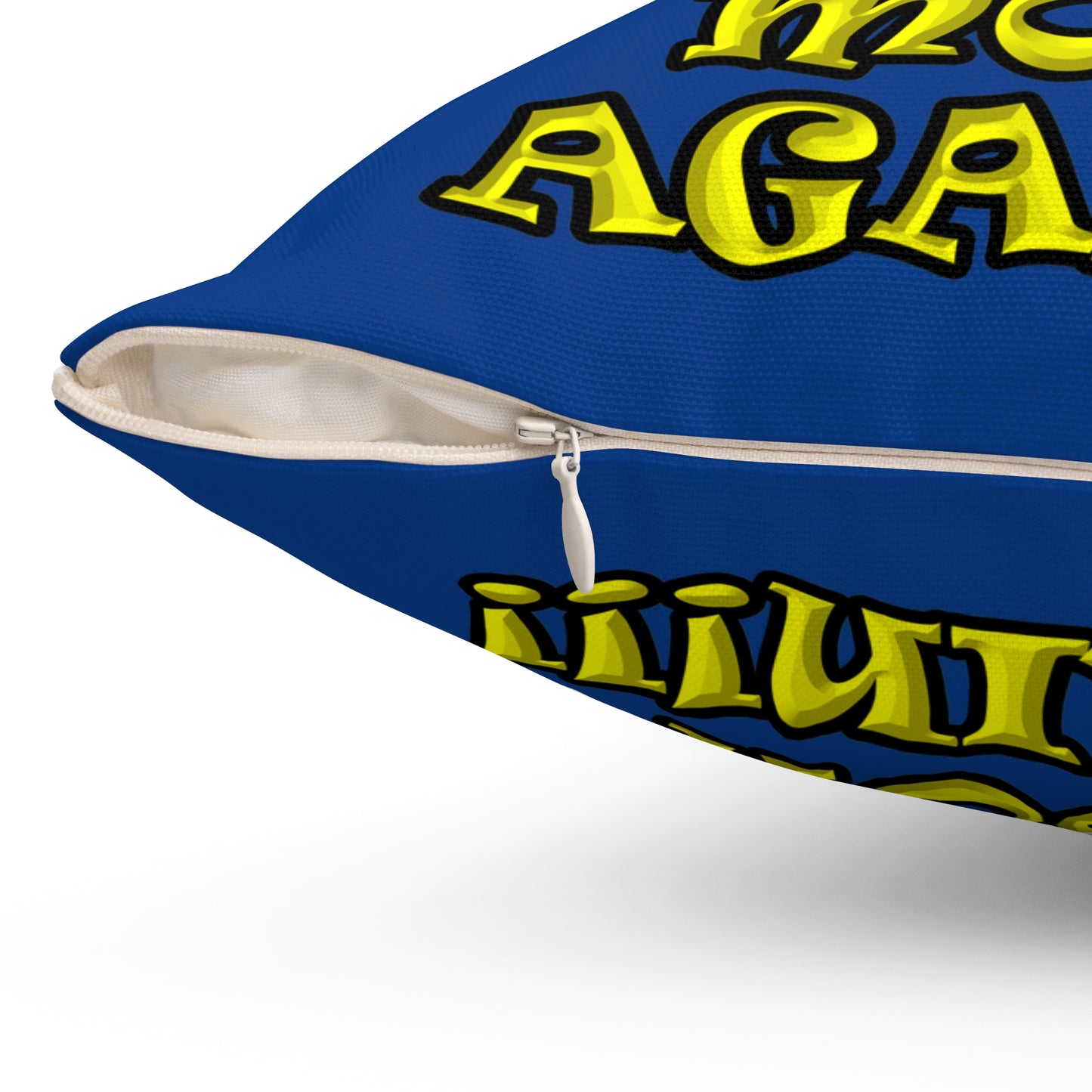 shoot the moon again - Spun Polyester Square Pillow - (dark blue)