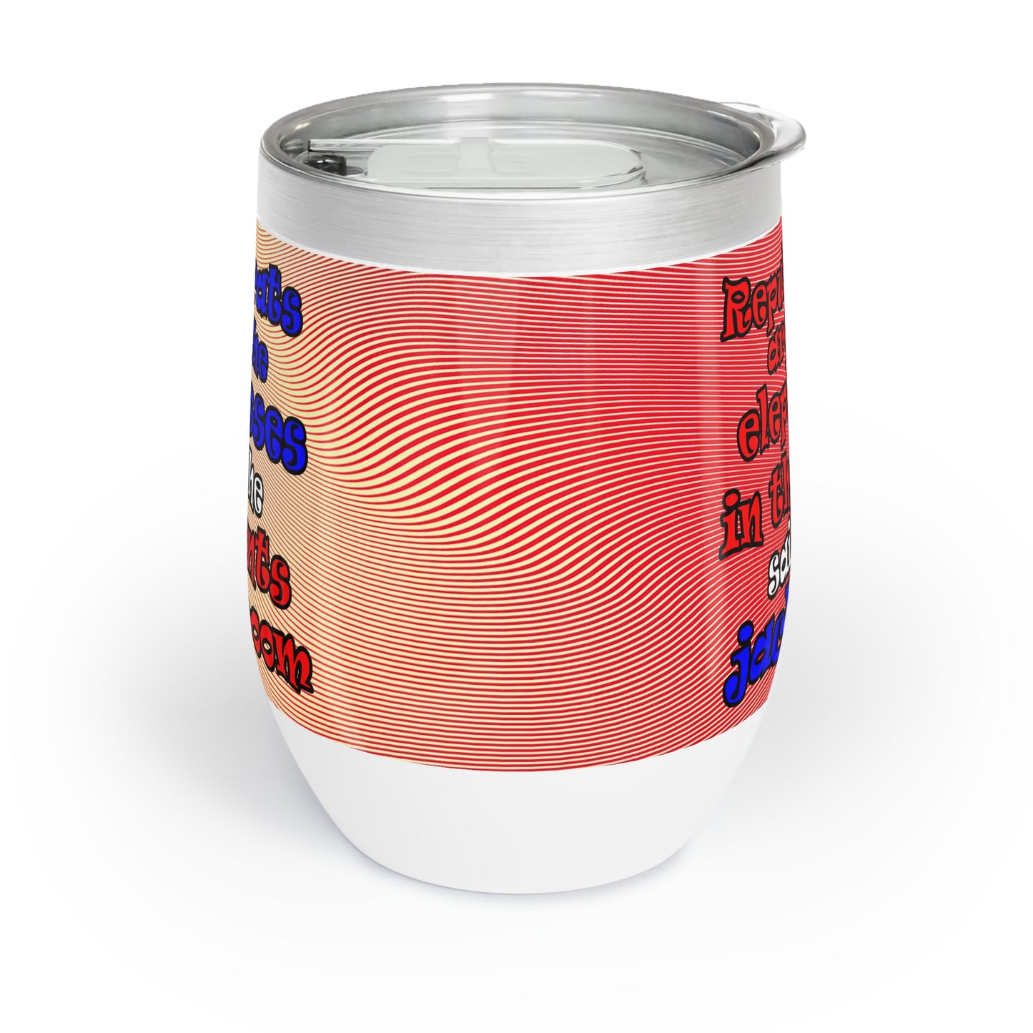 donkeys and elephants - Chill Wine Tumbler (yellow-orange wave)
