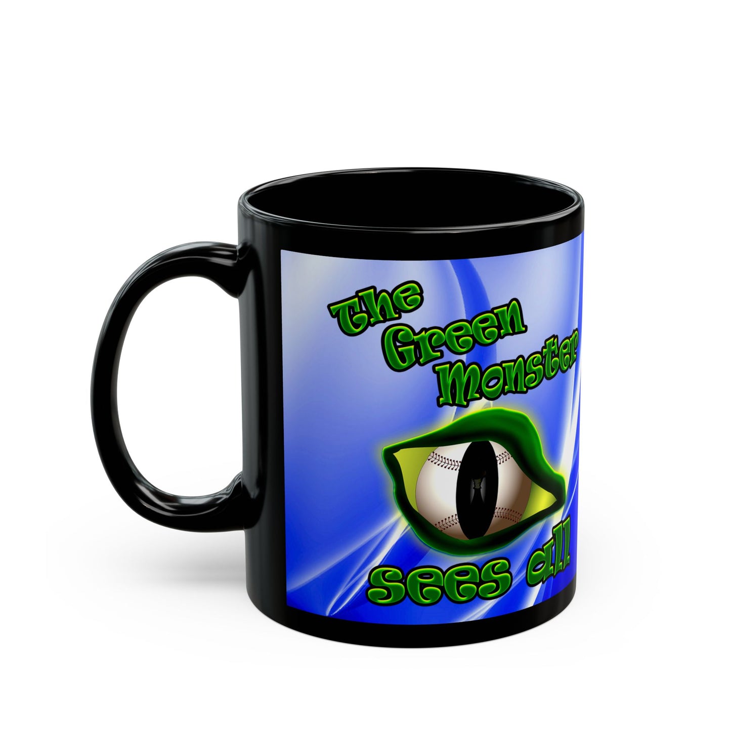 green monster - Black Mug (blue-white wave)