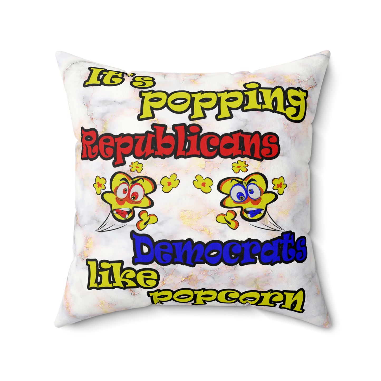 popping like popcorn - Faux Suede Square Pillow - (white marble)