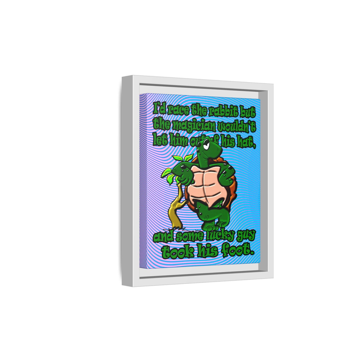 turtle race - framed canvas art (light blue-purple wave)