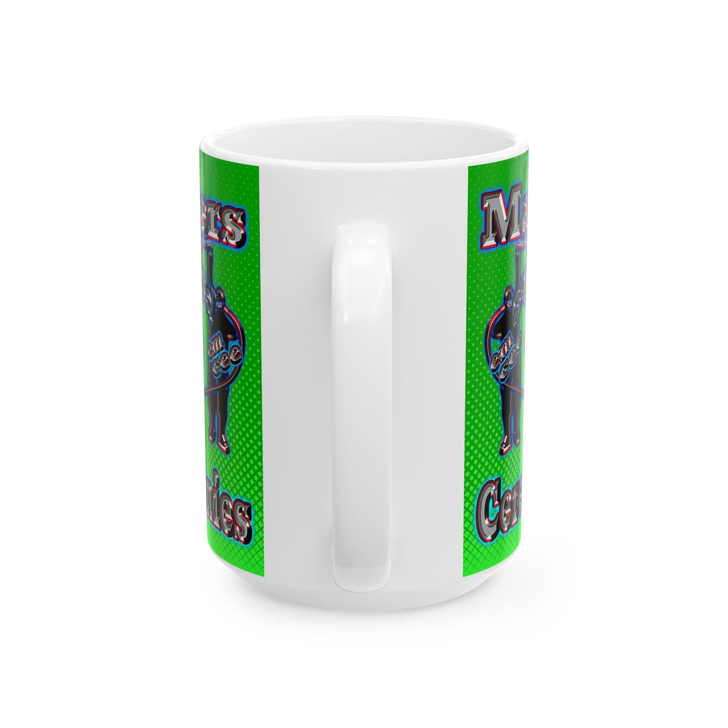 em cee squared - White Mug (logo green)