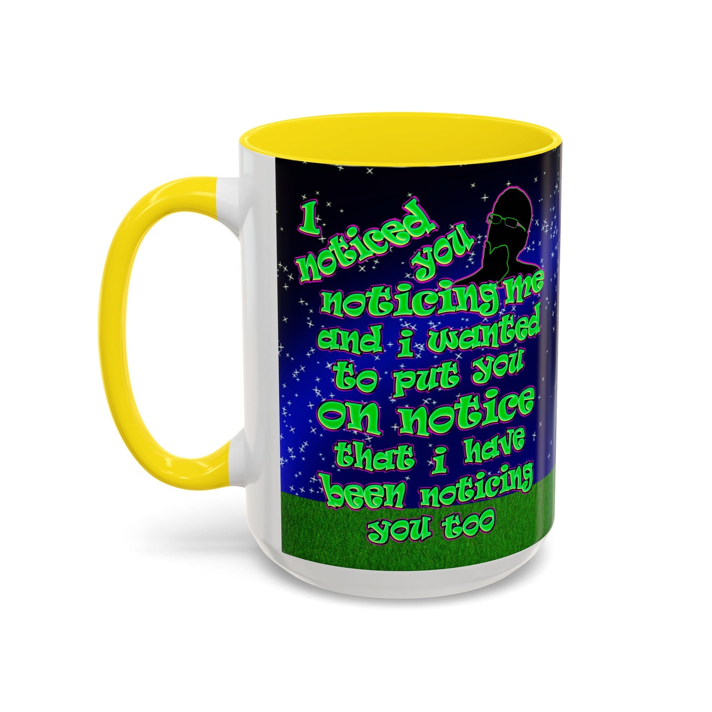 noticed you noticing - Accent Mug ('snoops' background)