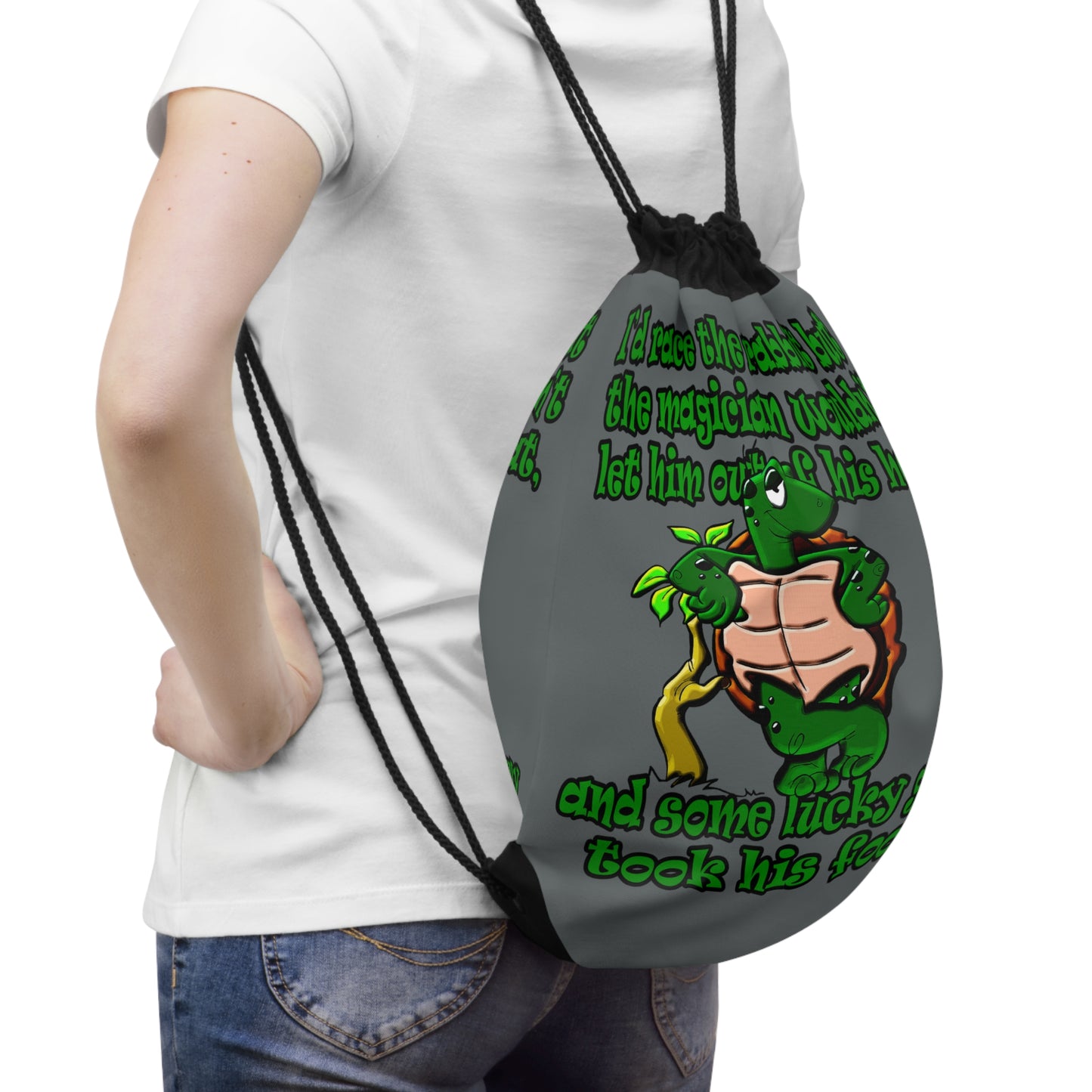 turtle race - Drawstring Bag (dark grey)