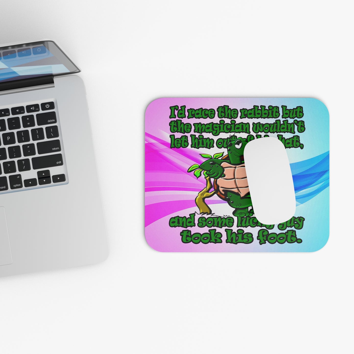 turtle race - Mouse Pad (Rectangle) (light blue-pink wave)