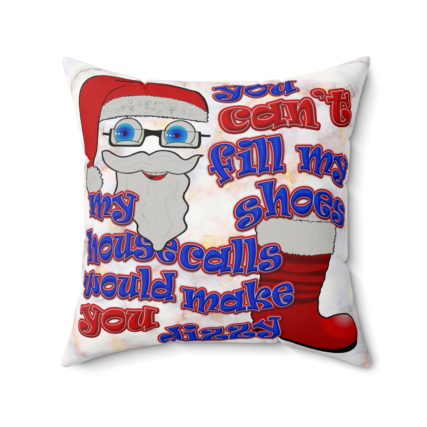 santa's shoes - Faux Suede Square Pillow - (white marble)