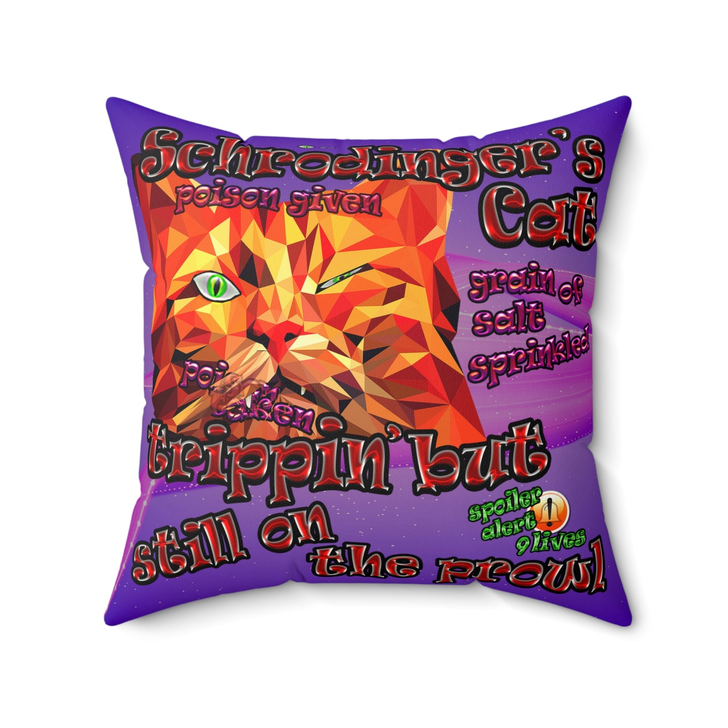 schrodinger's cat - Faux Suede Square Pillow - (purple-pink wave)