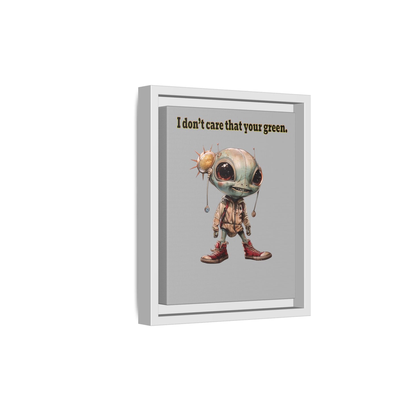 I don't care that your green - framed canvas art (light grey)