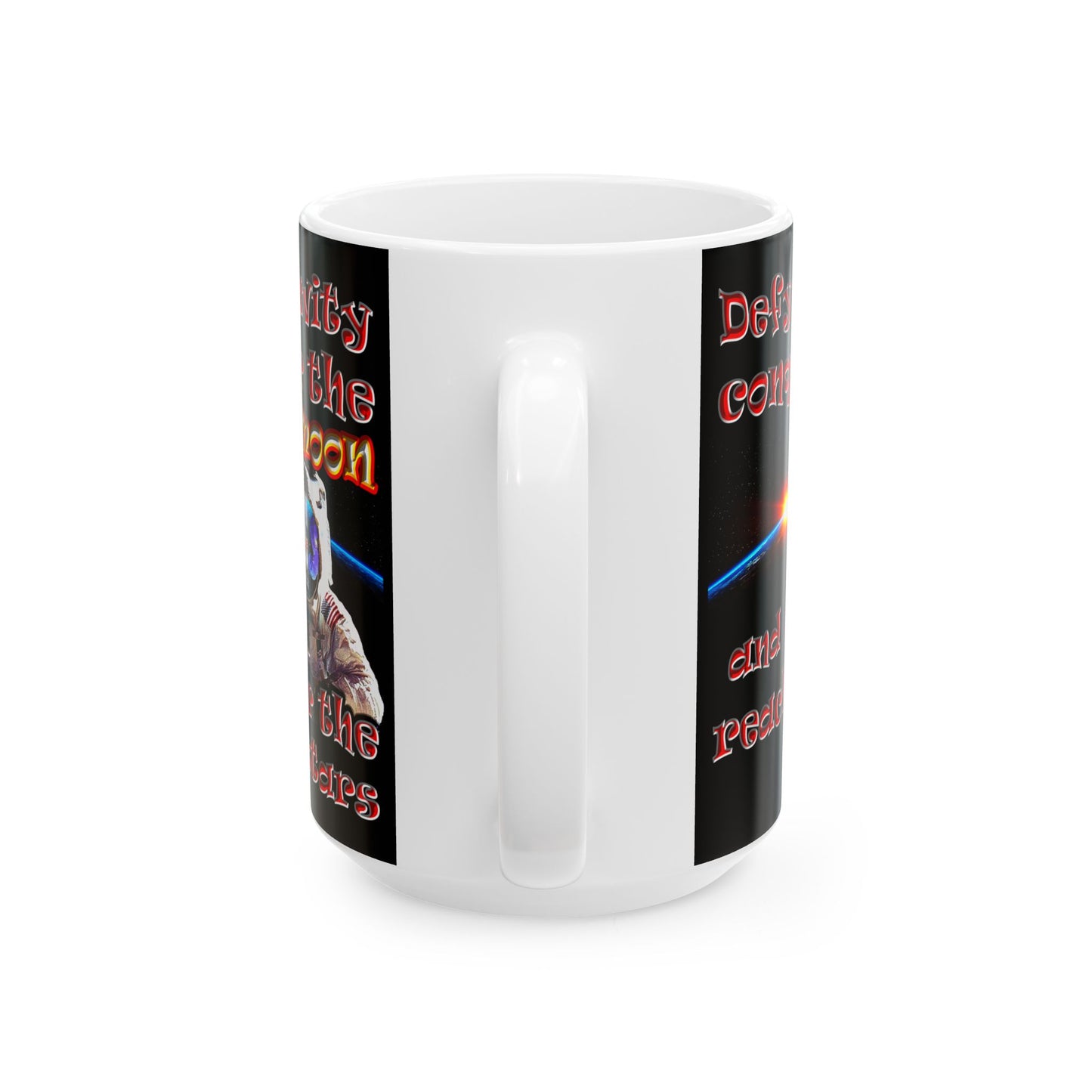 defy conquer reach - White Mug (black)