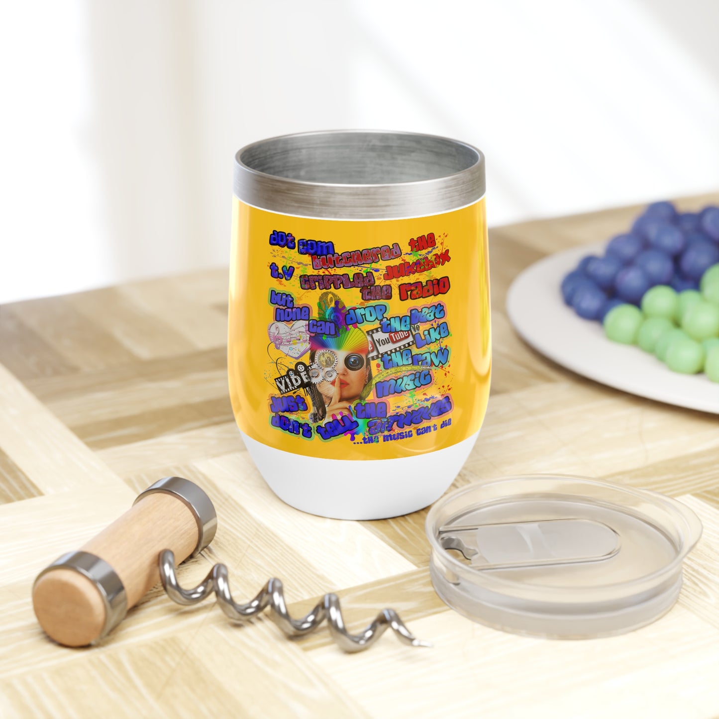 drop the beat - Chill Wine Tumbler (yellow)