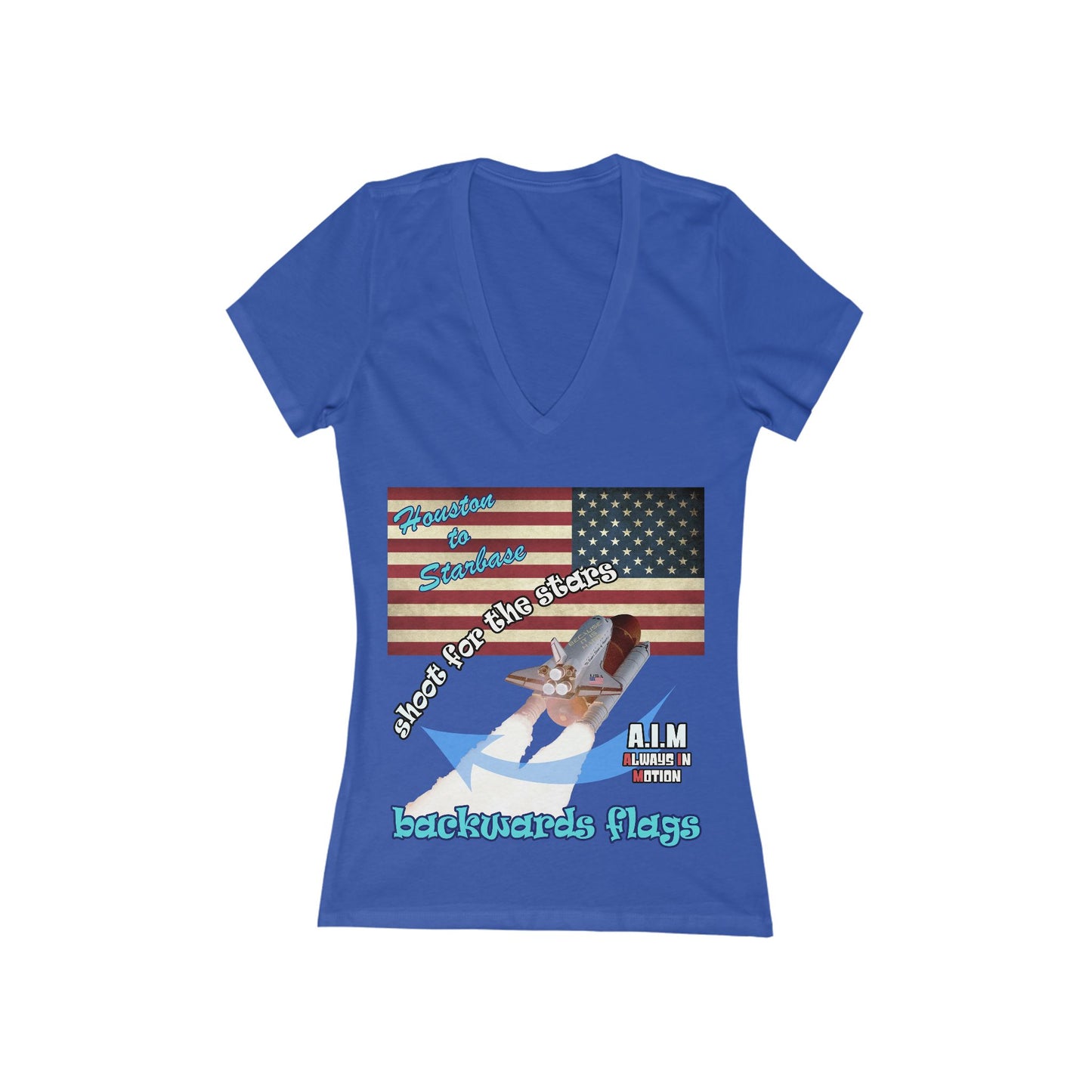 shoot for the stars - Women's Jersey Short Sleeve Deep V-Neck Tee