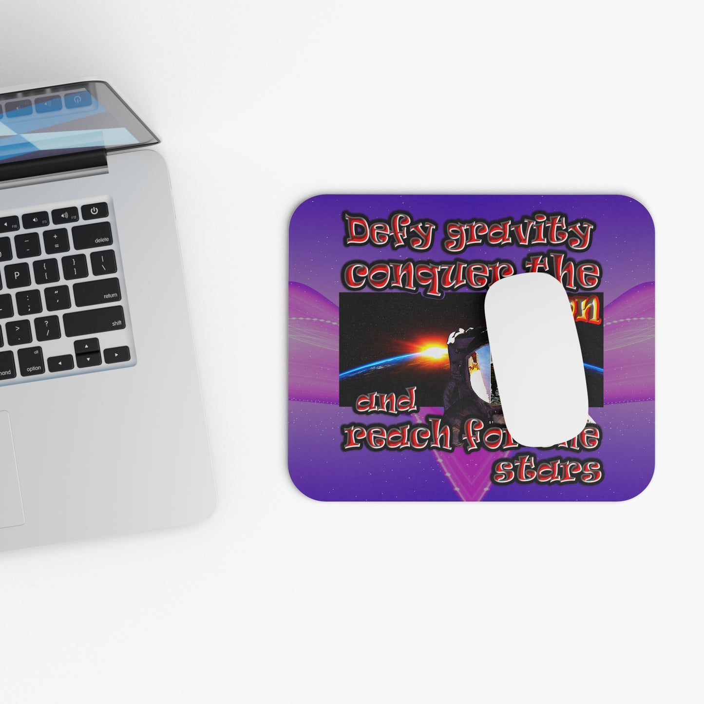 defy conquer reach - Mouse Pad (Rectangle) (purple-pink wave)
