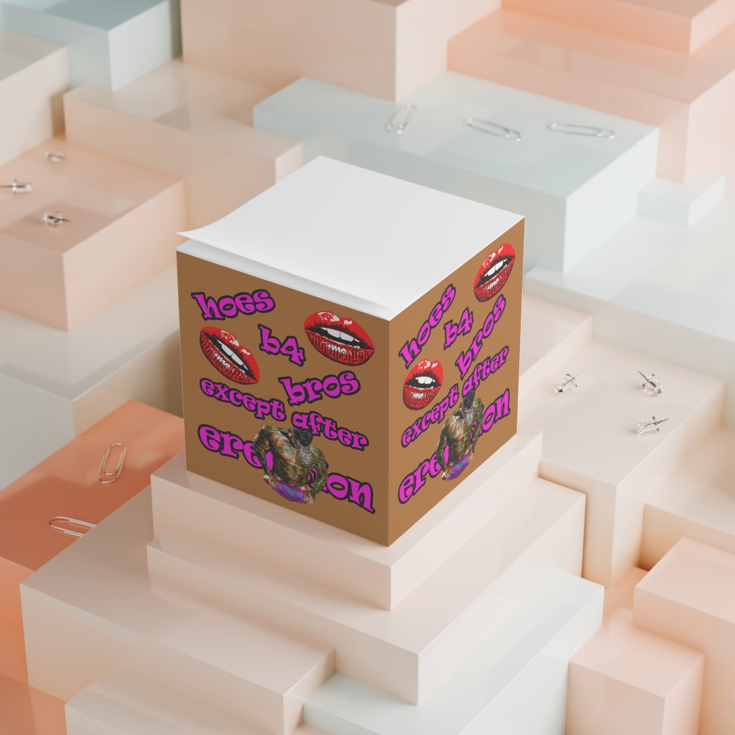 hoes b4 bros - note cube (light brown)