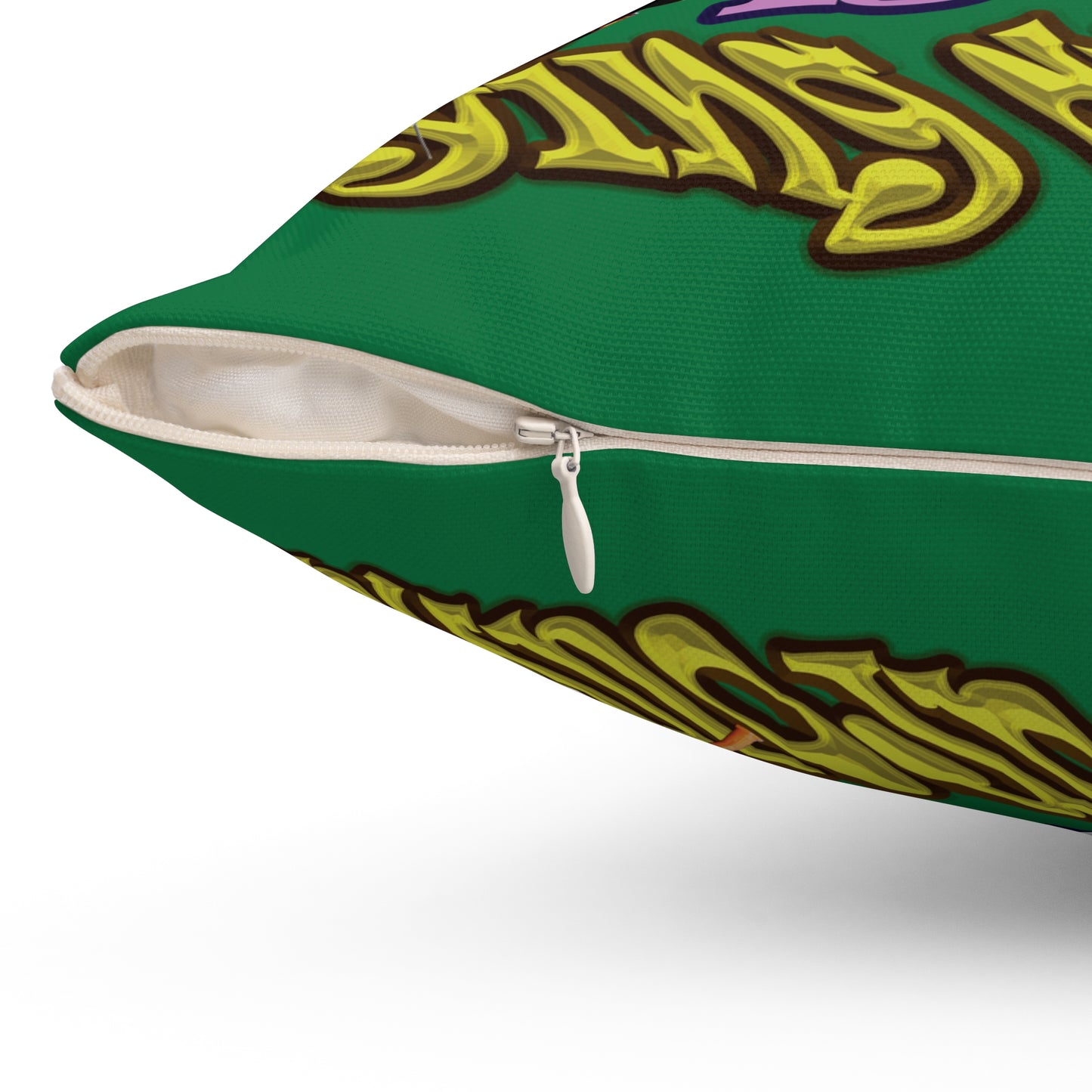 the bum's shit - Spun Polyester Square Pillow - (dark green)