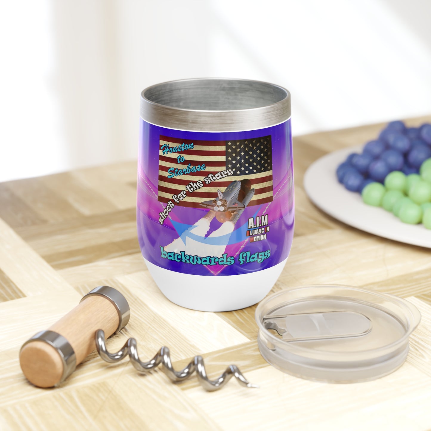 shoot for the stars - Chill Wine Tumbler (purple-pink wave)