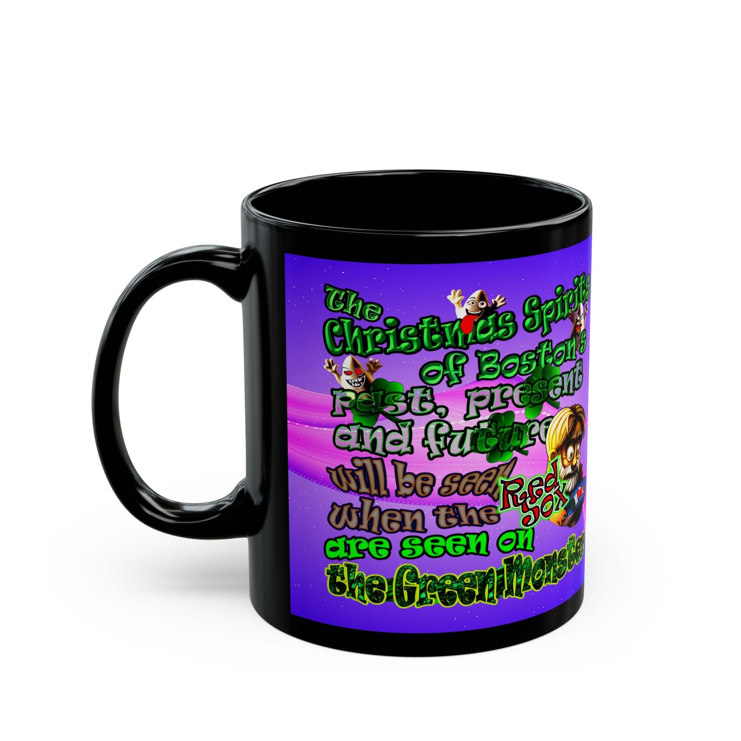 christmas spirits of boston - Black Mug (purple-pink wave)