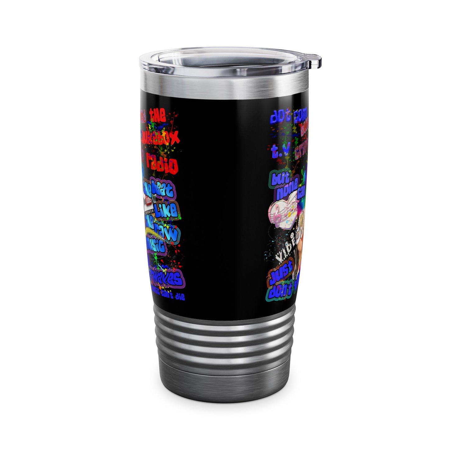 drop the beat - Ringneck Tumbler, 20oz (black)
