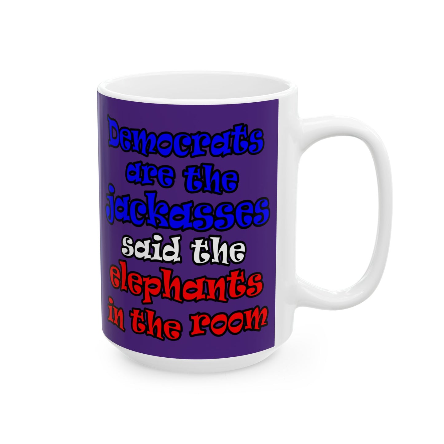 donkeys and elephants - White Mug (purple)
