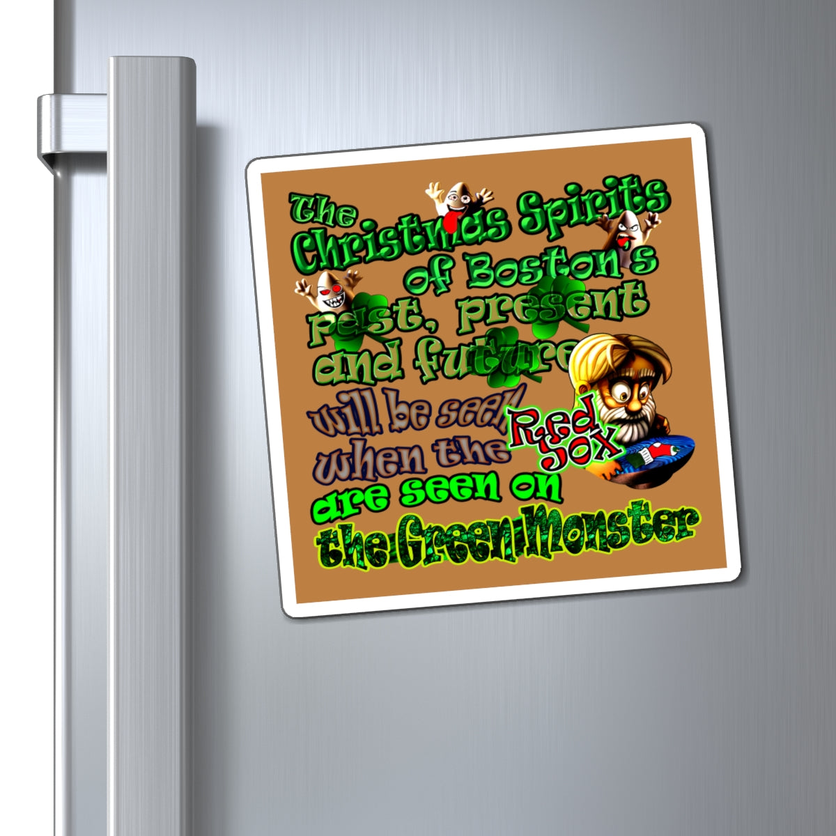 christmas spirits of boston - Magnets - (light brown)