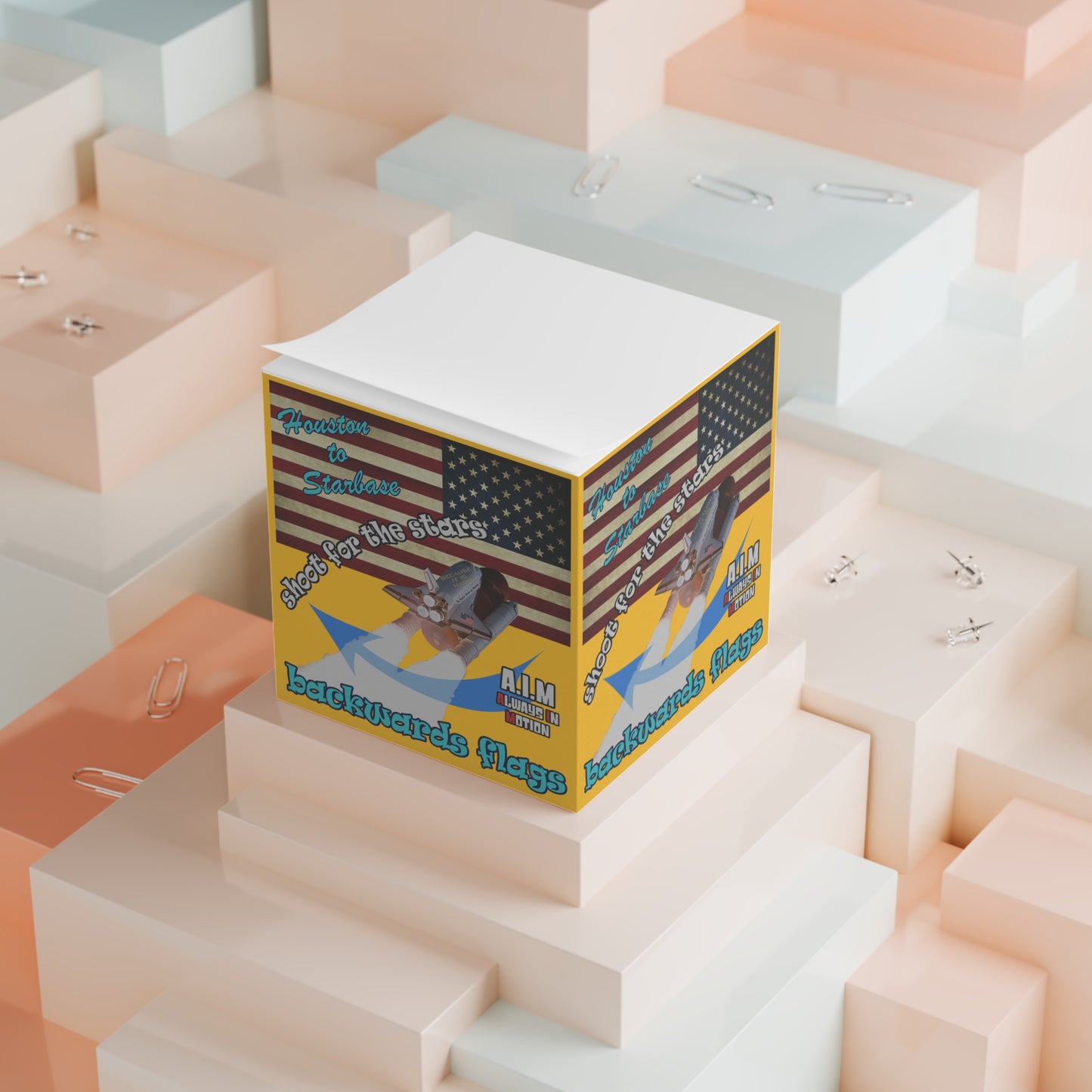 shoot for the stars - note cube (yellow)
