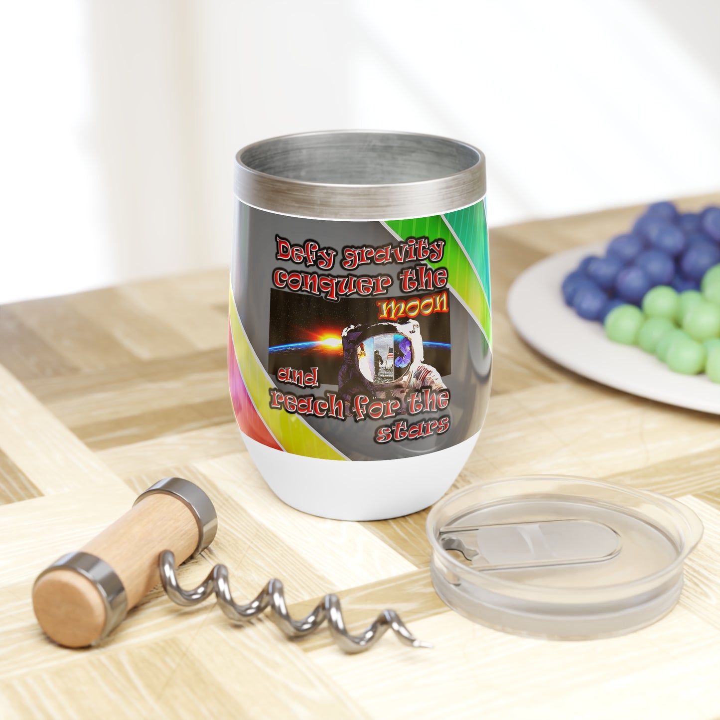 defy conquer reach - Chill Wine Tumbler (rainbow split)