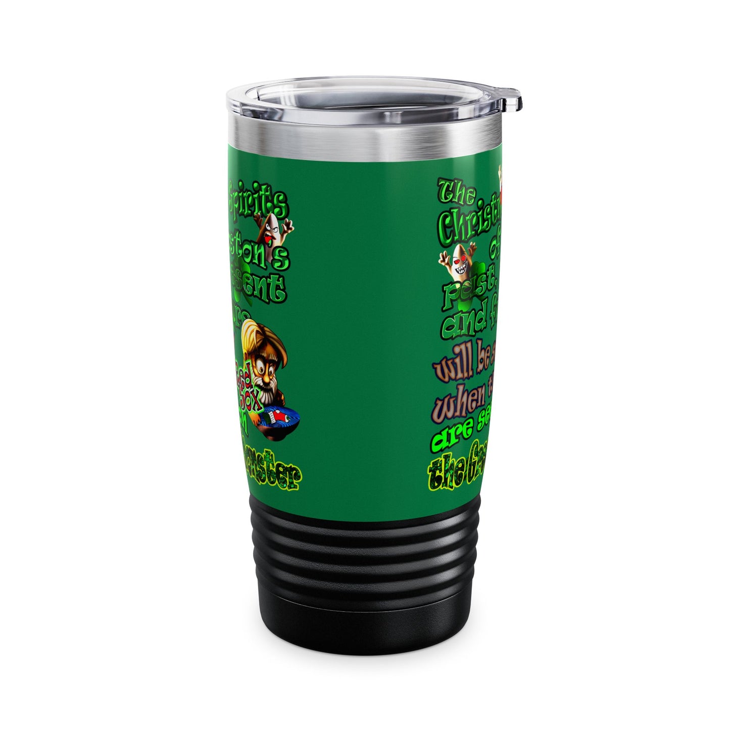 christmas spirits of boston - Ringneck Tumbler, 20oz (dark green)