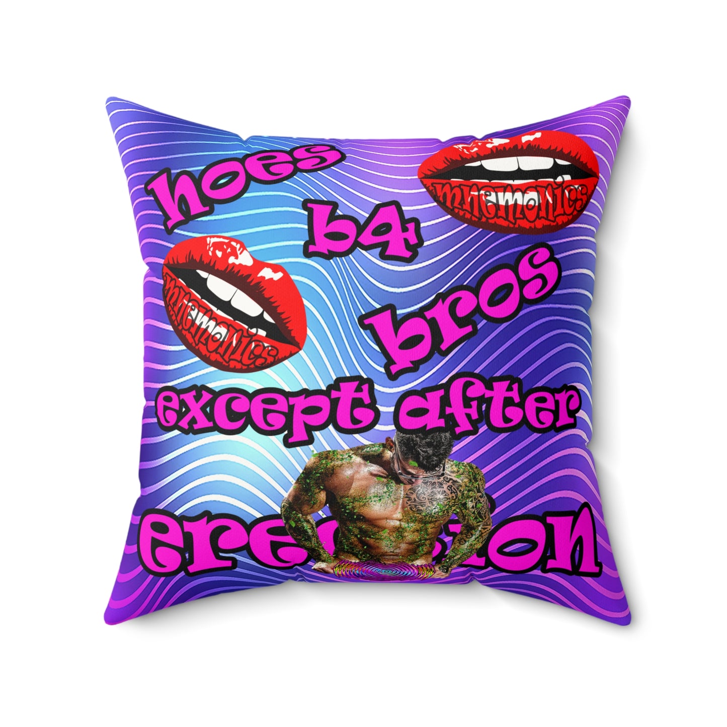 hoes b4 bros - Faux Suede Square Pillow - (purple wave)