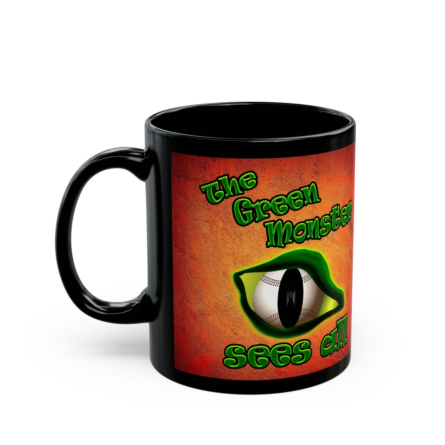 green monster - Black Mug (burnt orange)