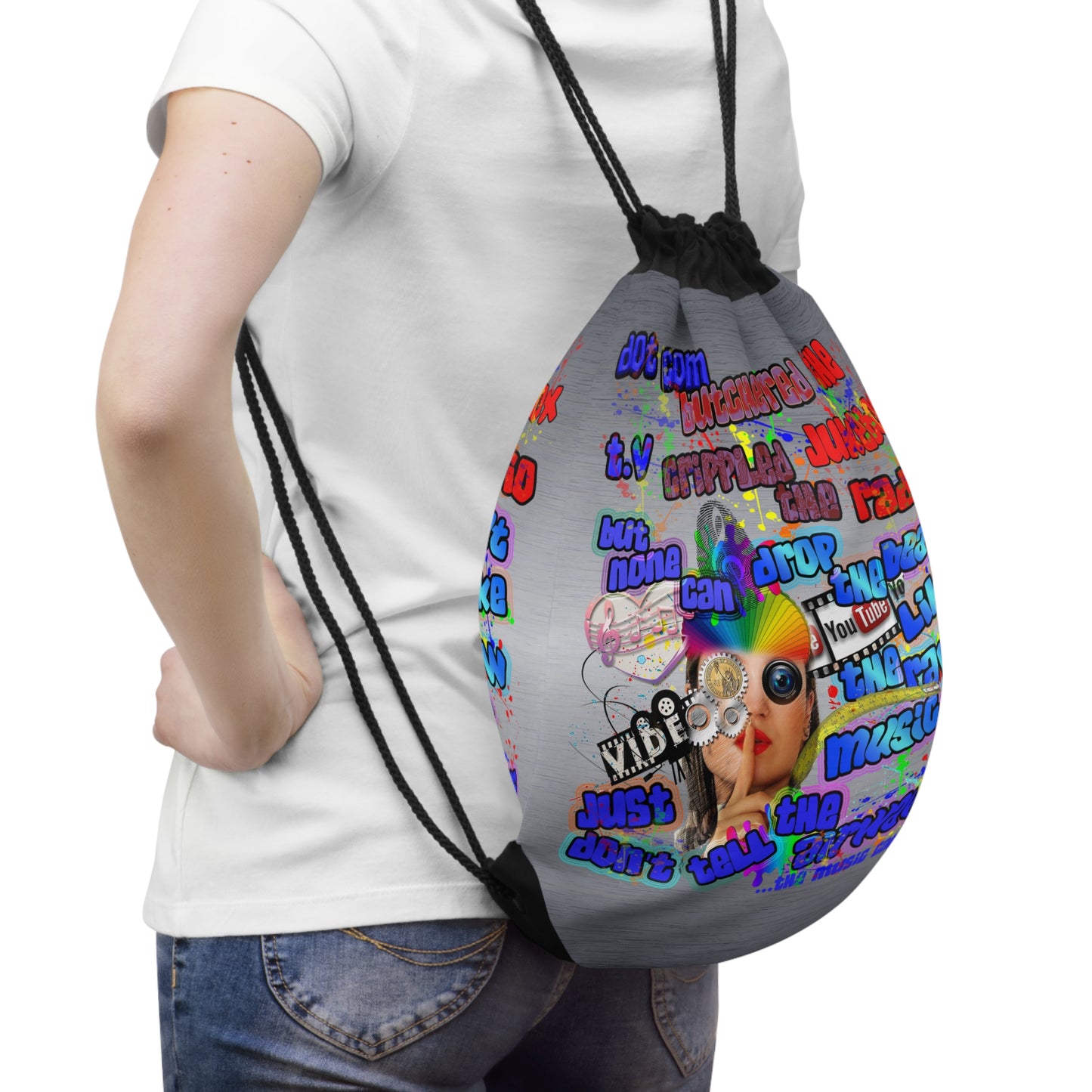 drop the beat - Drawstring Bag (brushed nickel)